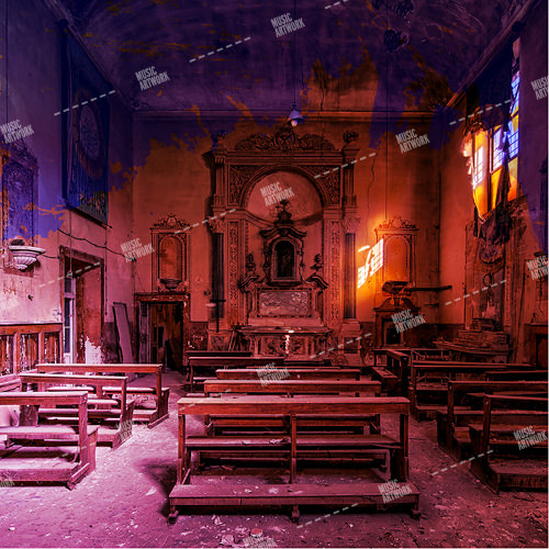 album art with an okd church