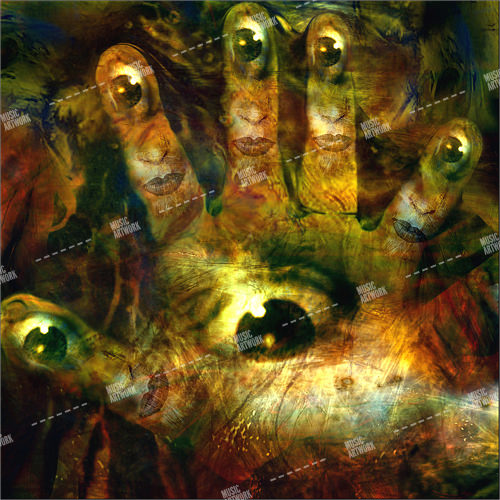 metal style album artwork - eyes on a palm
