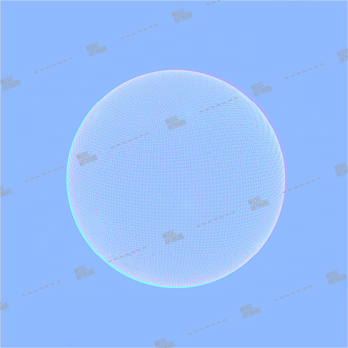 Album art with sphere shape on blue background
