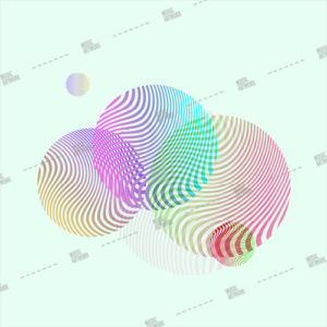 Album artwork with round shapes, planets