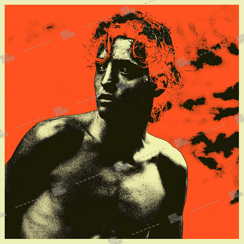 Album artwork design with man / boy on red background