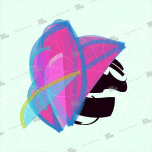 Album artwork design with pink shapes