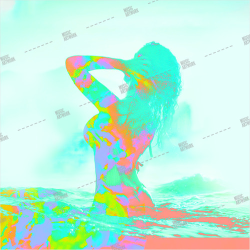 Album artwork design with a woman swimming