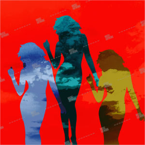 album art with three girls