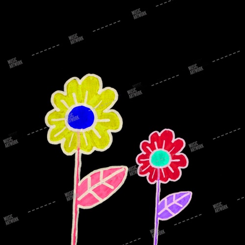 two flowers drawn by a child