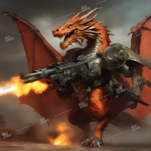 dragon with gun