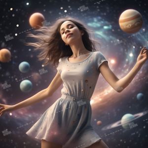 girl and planets