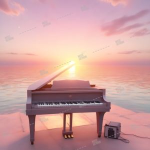 piano and sea