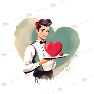 waiter serving a heart