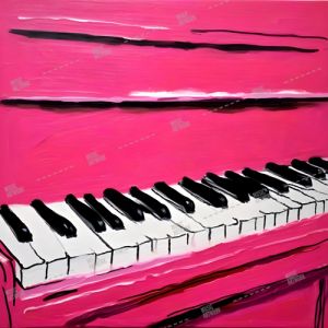 pink piano painting